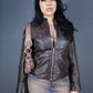 Veste de biker en cuir marron