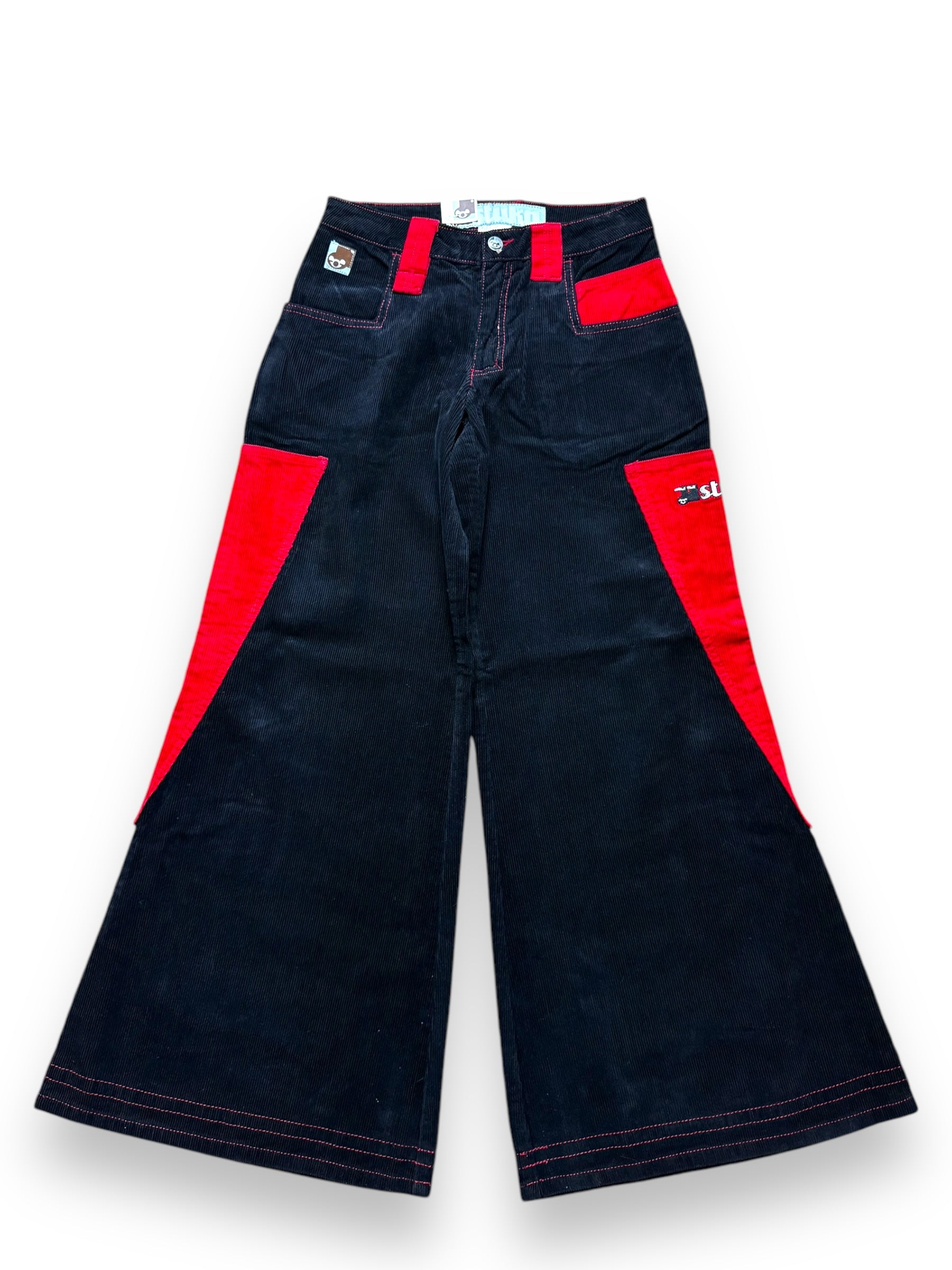 Pantalon baggy velours noir et rouge deadstock