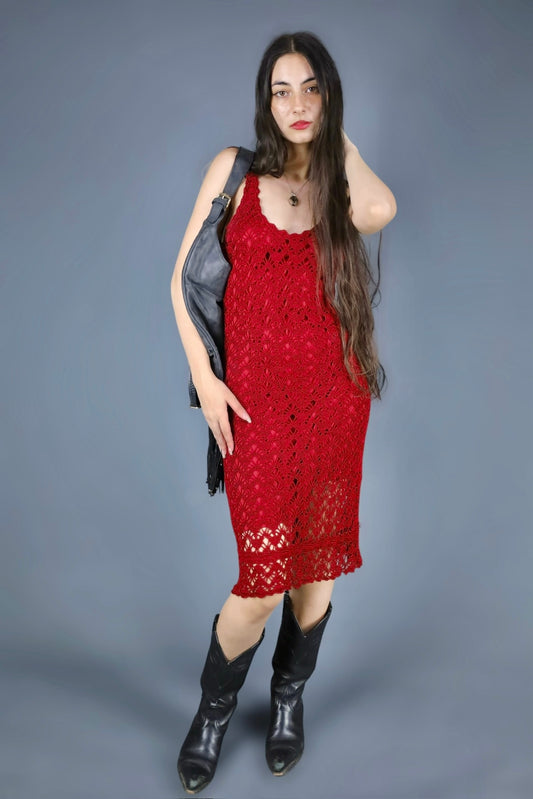 Robe en crochet rouge