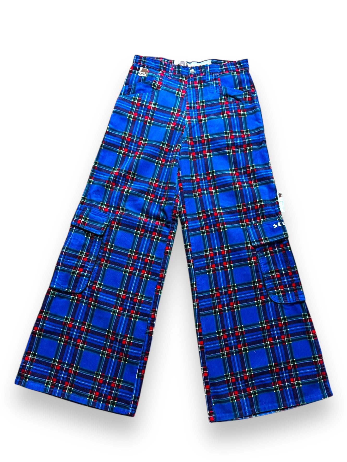 Pantalon baggy tartan bleu deadstock