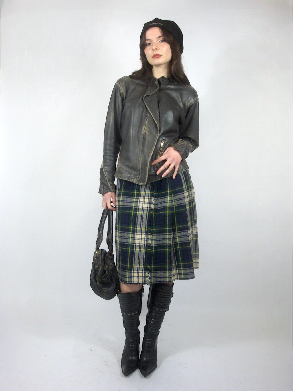 Veste en cuir patiné