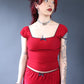 Ensemble top babydoll + mini jupe rouge