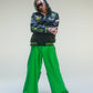 Pantalon baggy vert et tartan deadstock