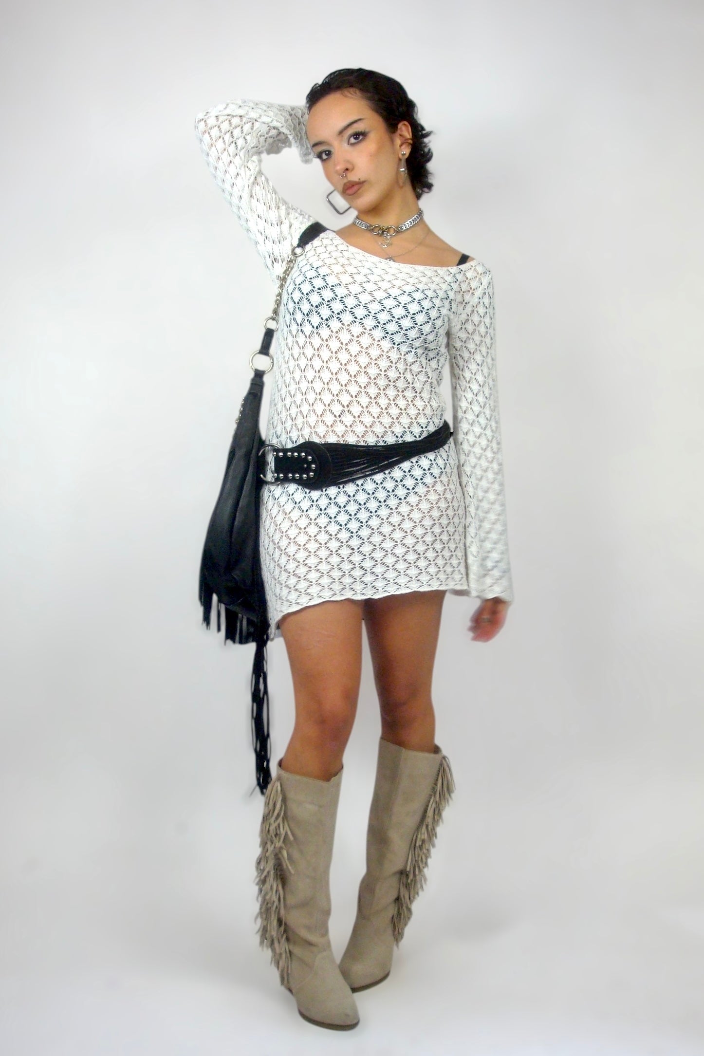 Mini Robe en maille blanche