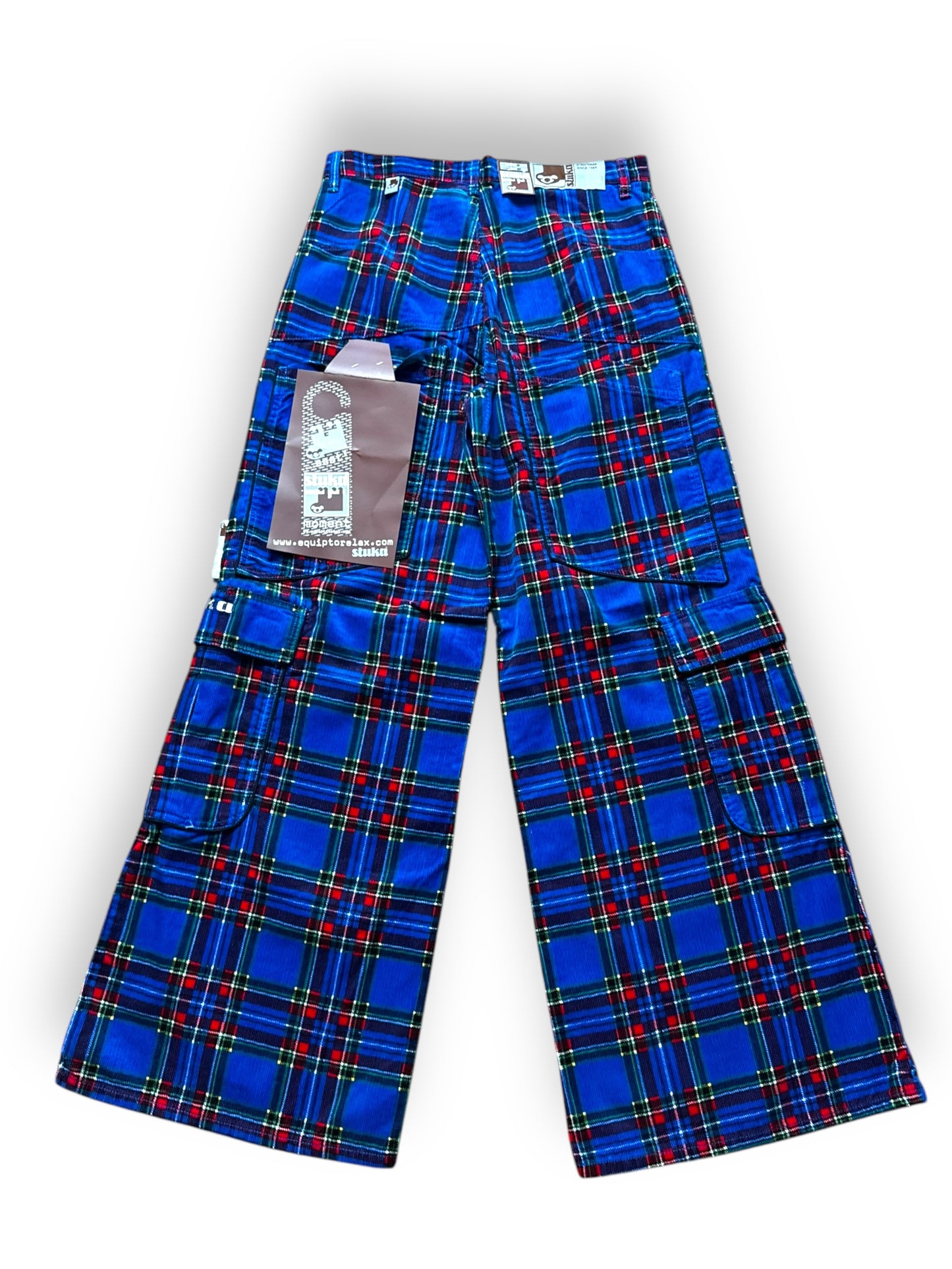 Pantalon baggy tartan bleu deadstock