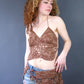 Ensemble top + jupe en crochet marron