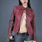 Veste de biker en cuir rouge