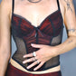 Bustier en mesh rouge et noir