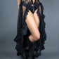 Robe longue noire en dentelle