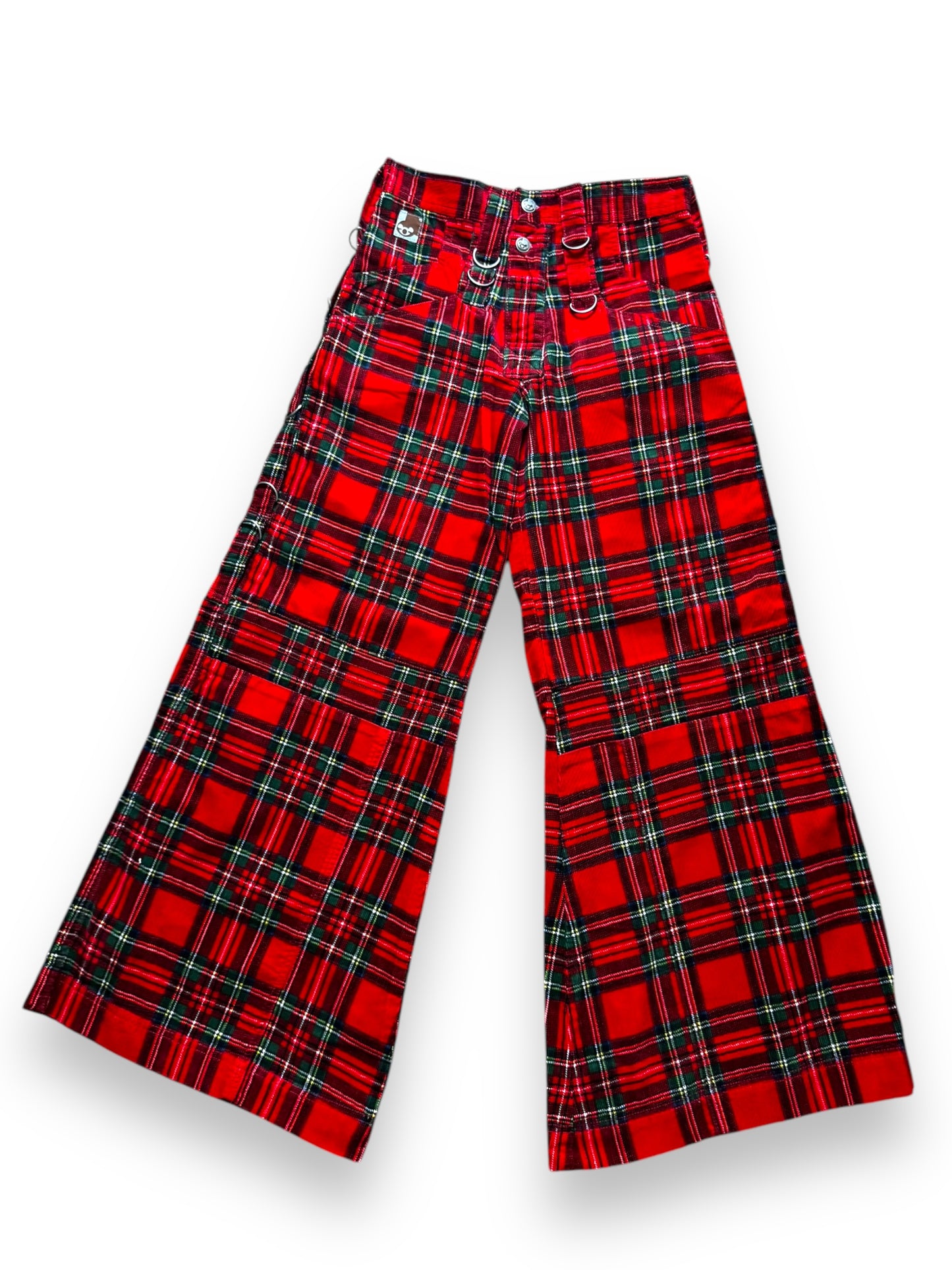 Pantalon baggy tartan rouge deadstock