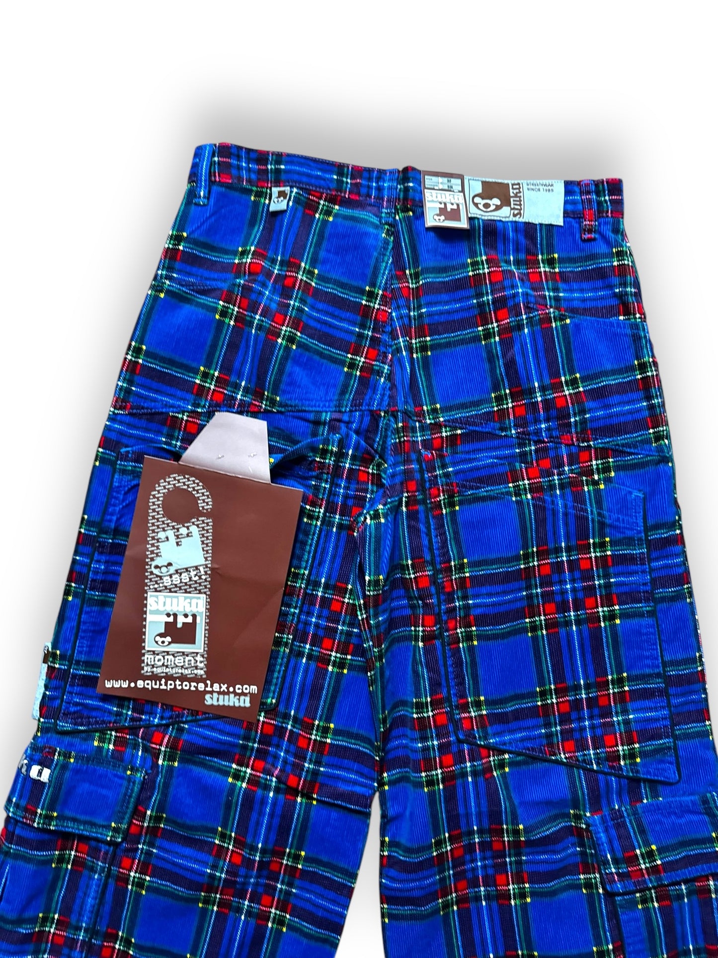 Pantalon baggy tartan bleu deadstock