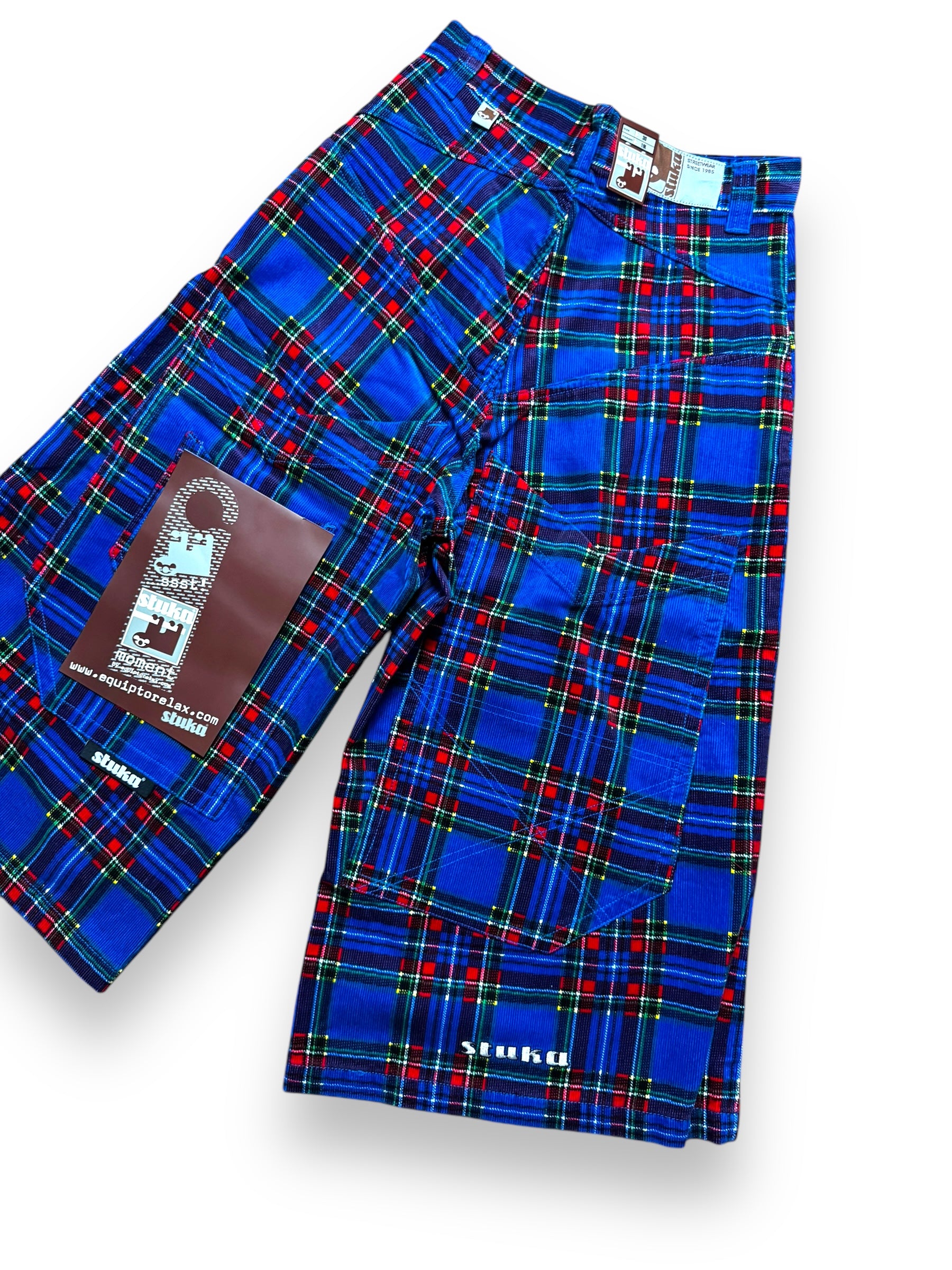 Short baggy tartan bleu deadstock