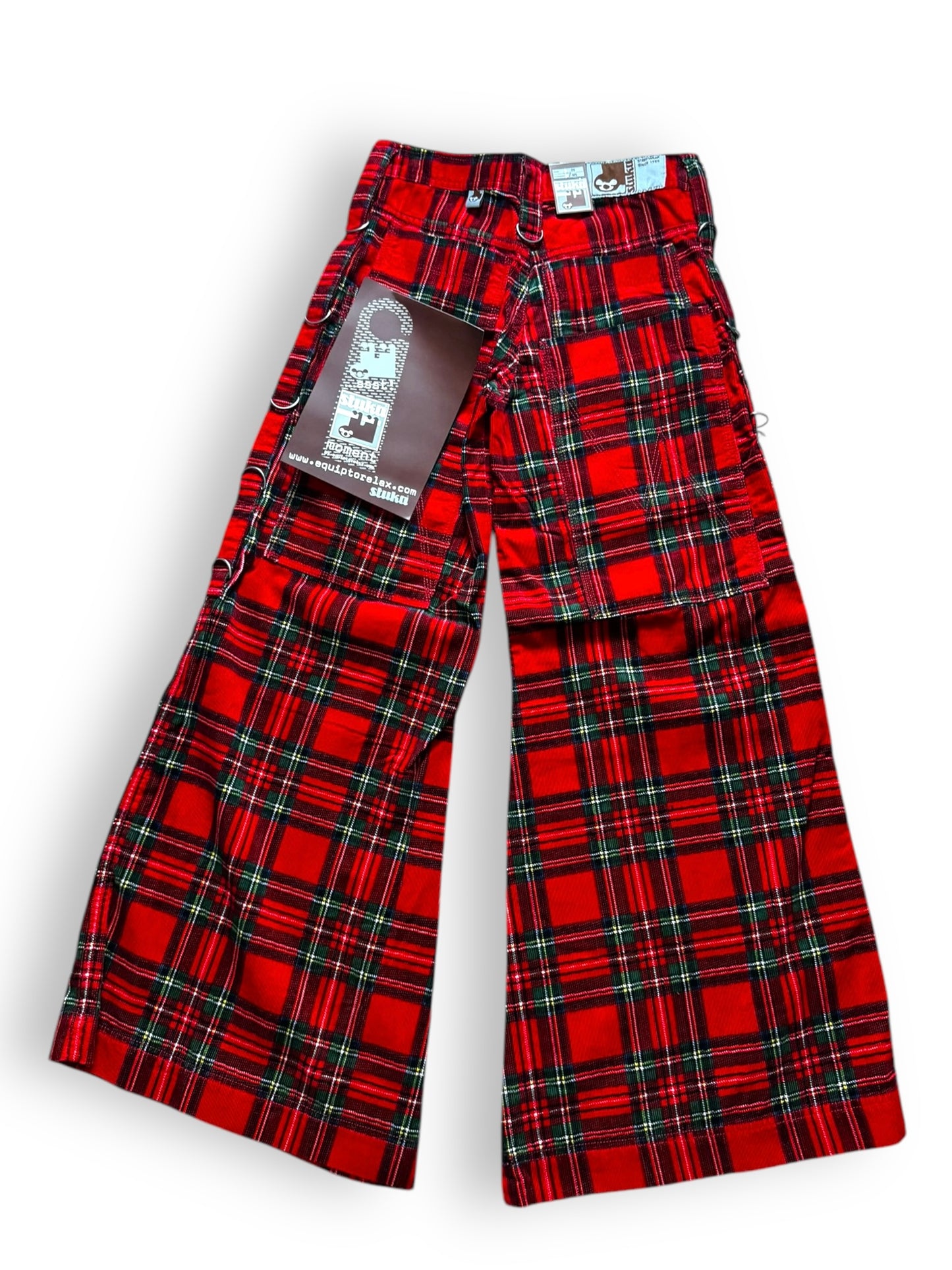 Pantalon baggy tartan rouge deadstock