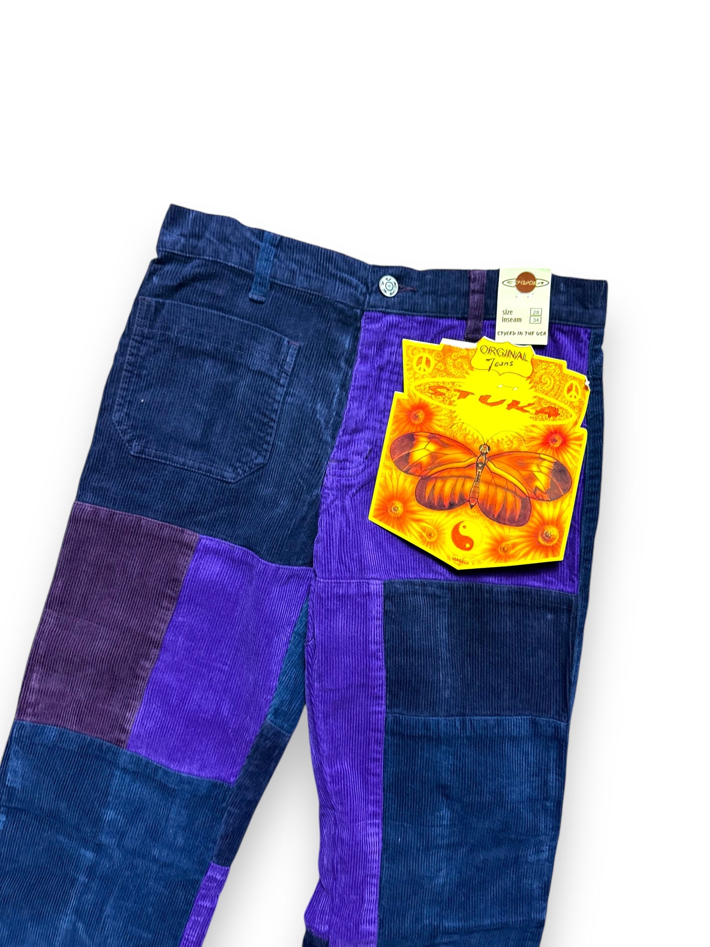 Pantalon patchwork velours violet deadstock