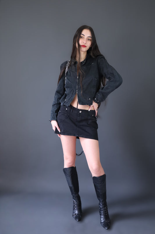 Mini jupe en jean noir