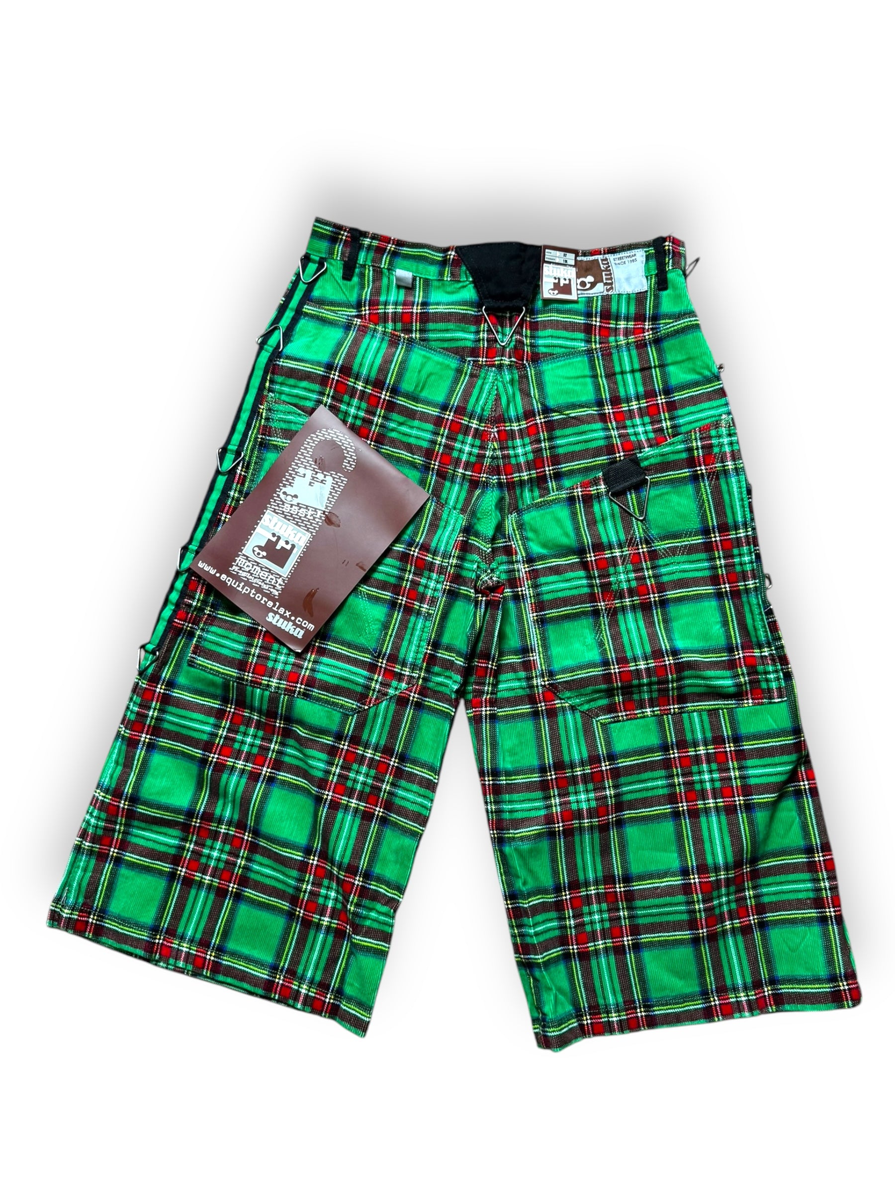 Short baggy tartan vert deadstock