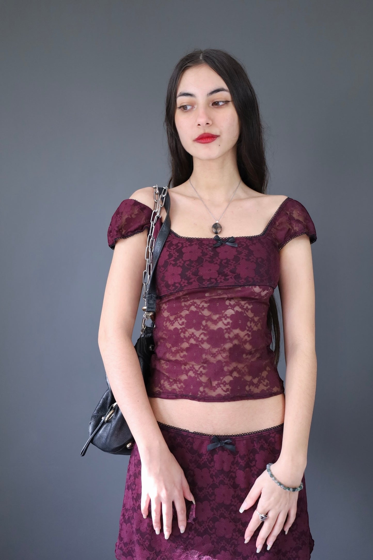 Ensemble top babydoll + jupe en dentelle