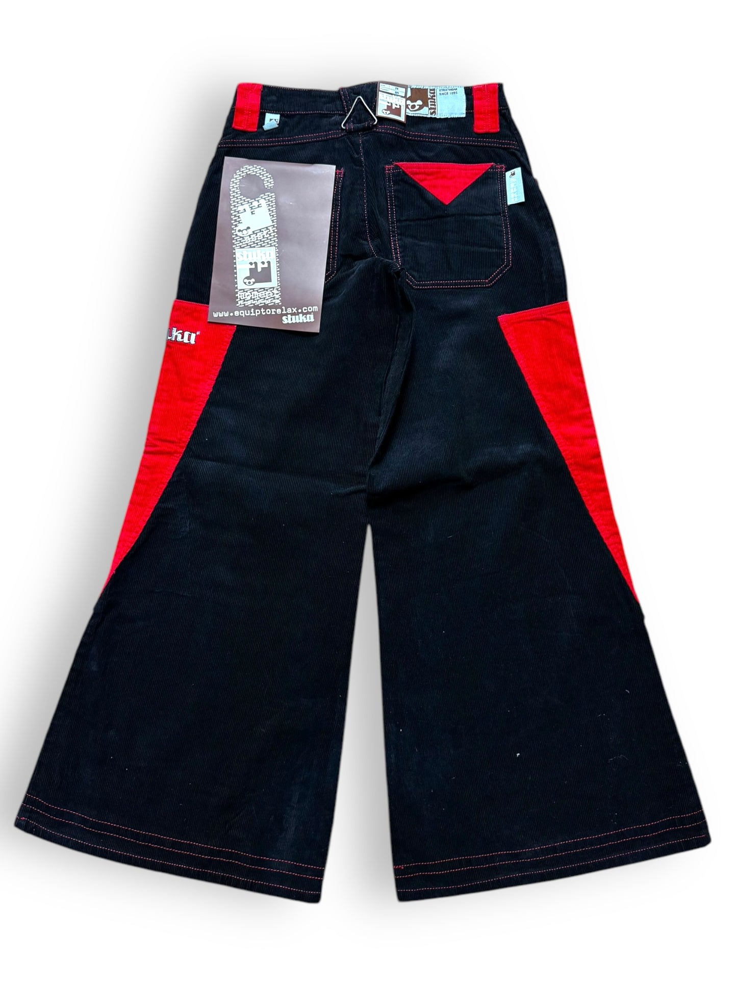 Pantalon baggy velours noir et rouge deadstock