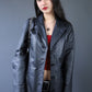 Trench long en cuir noir