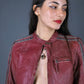 Veste de biker en cuir rouge