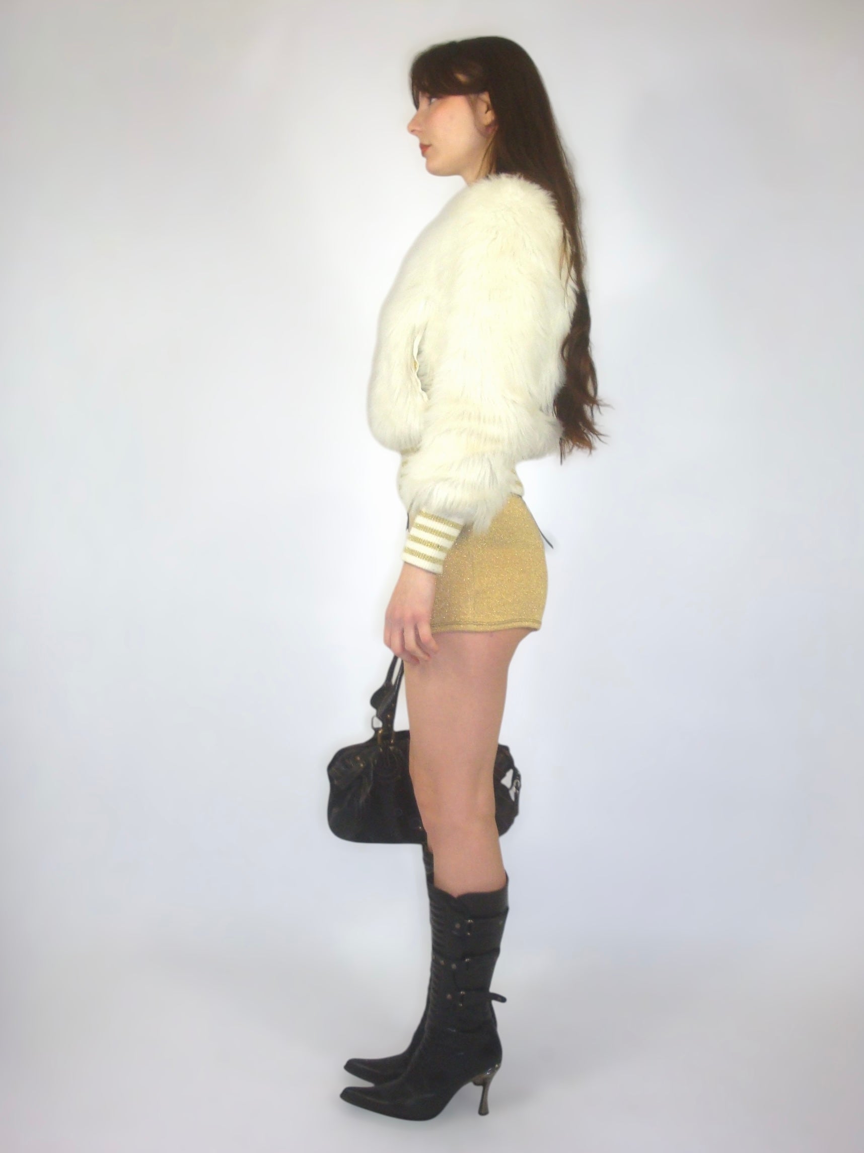 Veste courte en fourrure blanche