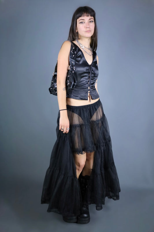 Longue jupe tutu en mesh noir