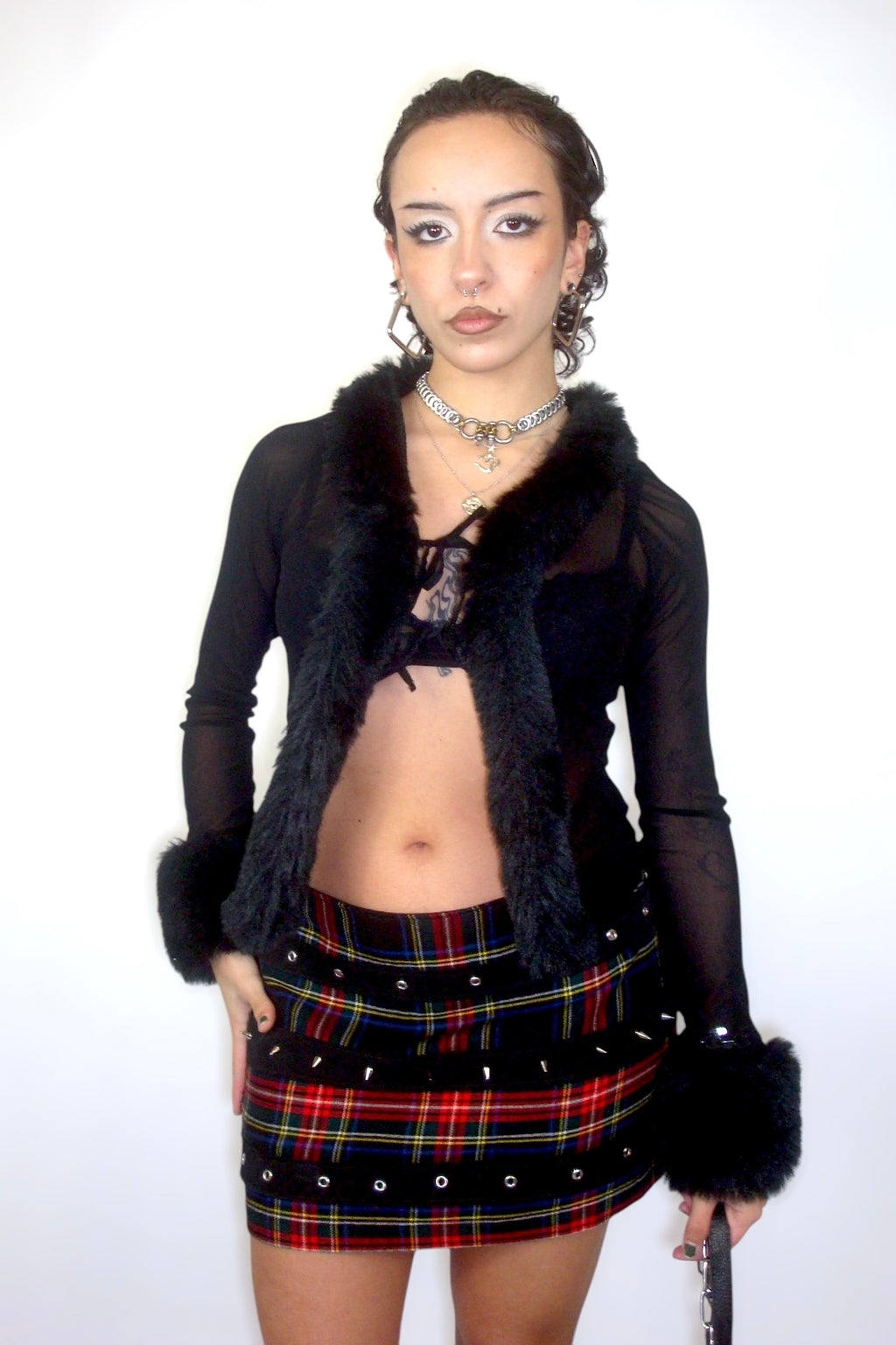 Gilet en mesh et fausse fourrure