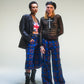 Pantalon baggy tartan bleu deadstock