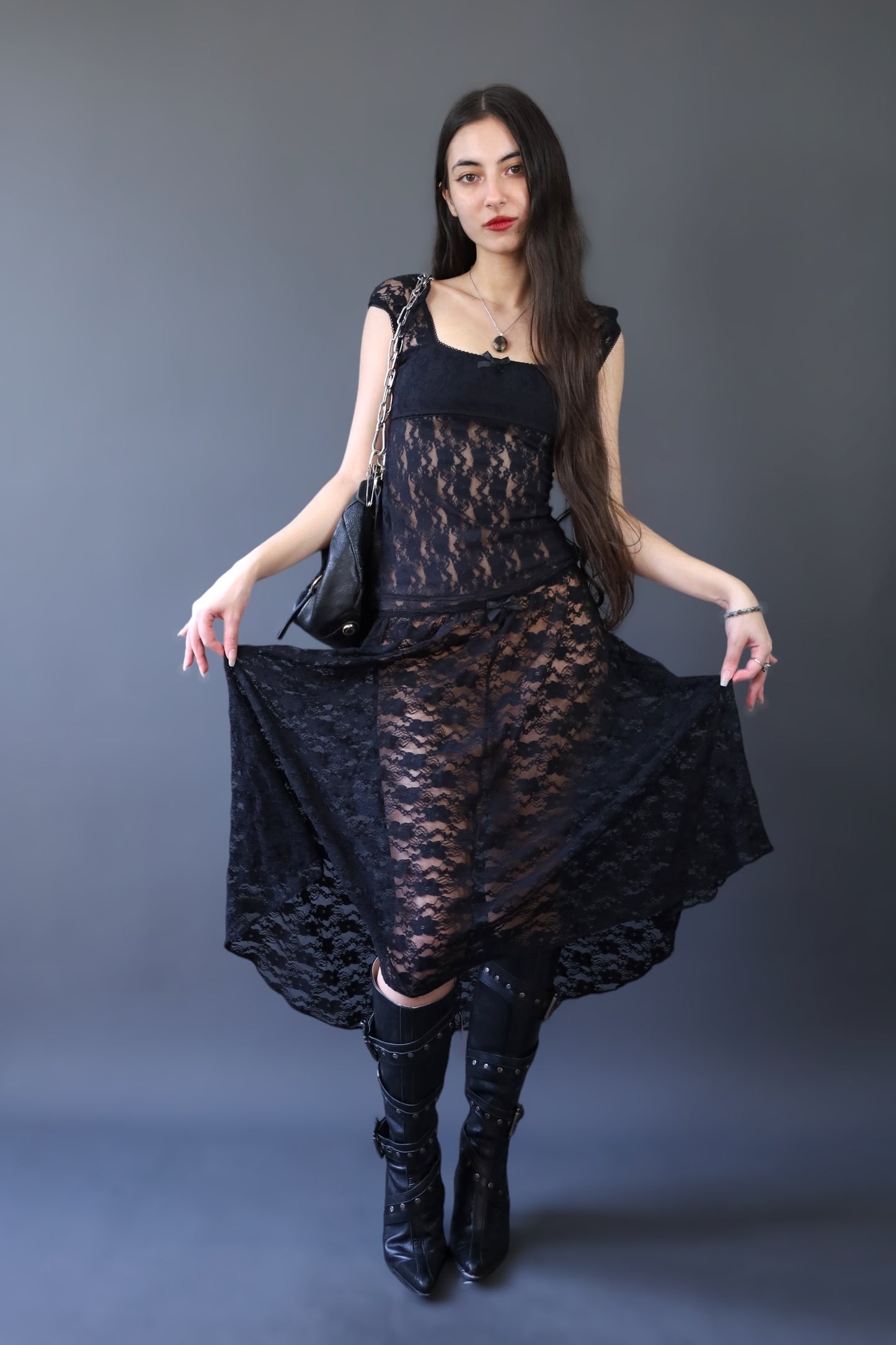 Top Babydoll en dentelle noire