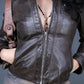 Veste de biker en cuir marron