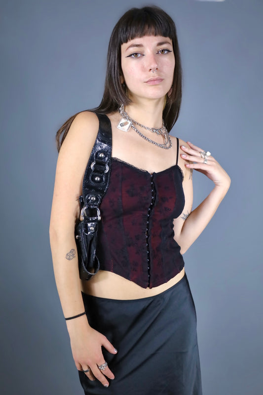 Bustier en mesh noir et rouges