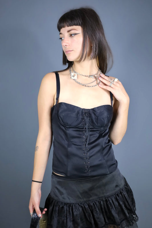 Bustier noir satiné