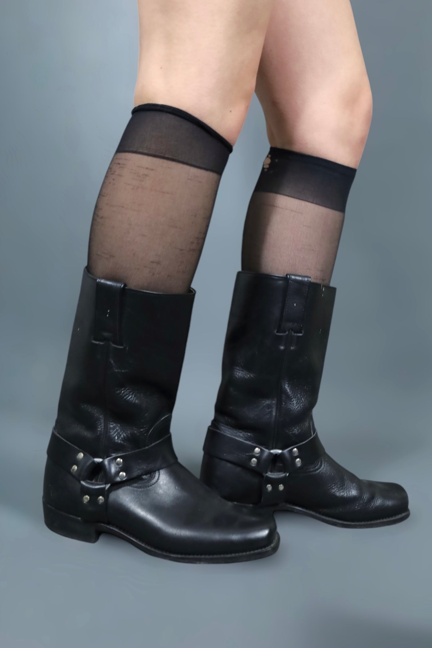 Bottes de biker en cuir noir