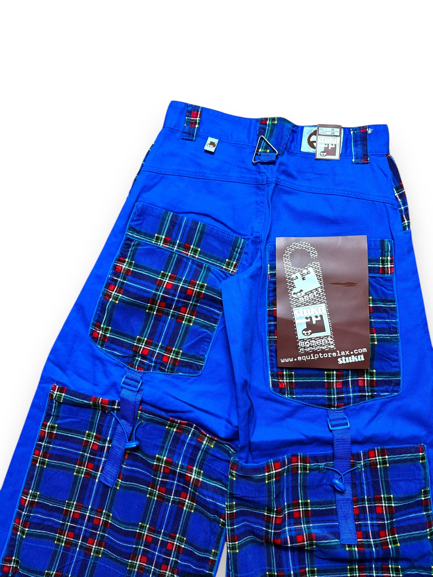 Pantalon baggy bleu et tartan deadstock