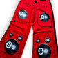 Pantalon baggy rouge à boules de billard deadstock