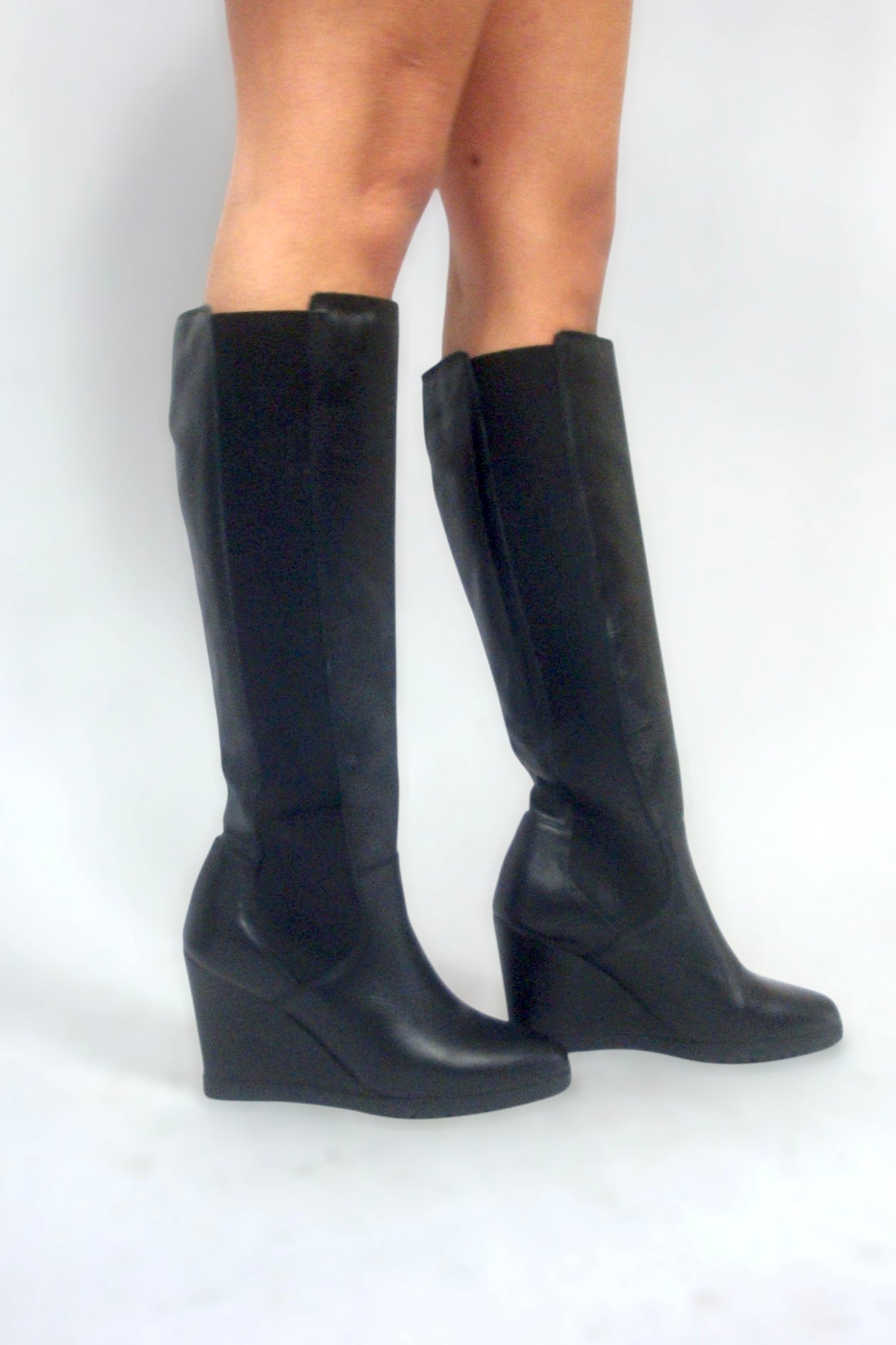 Bottes à talons compensés noires