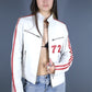 Veste en cuir blanc et rouge