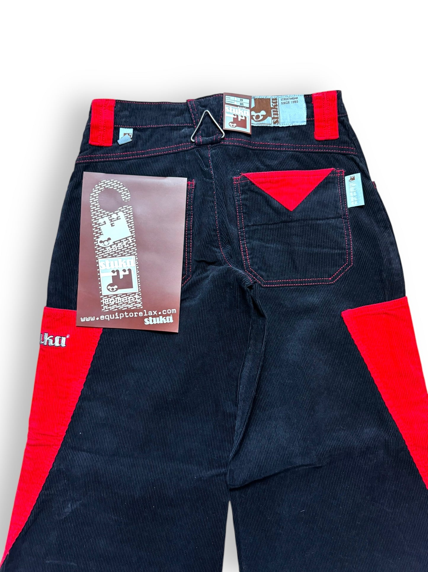 Pantalon baggy velours noir et rouge deadstock