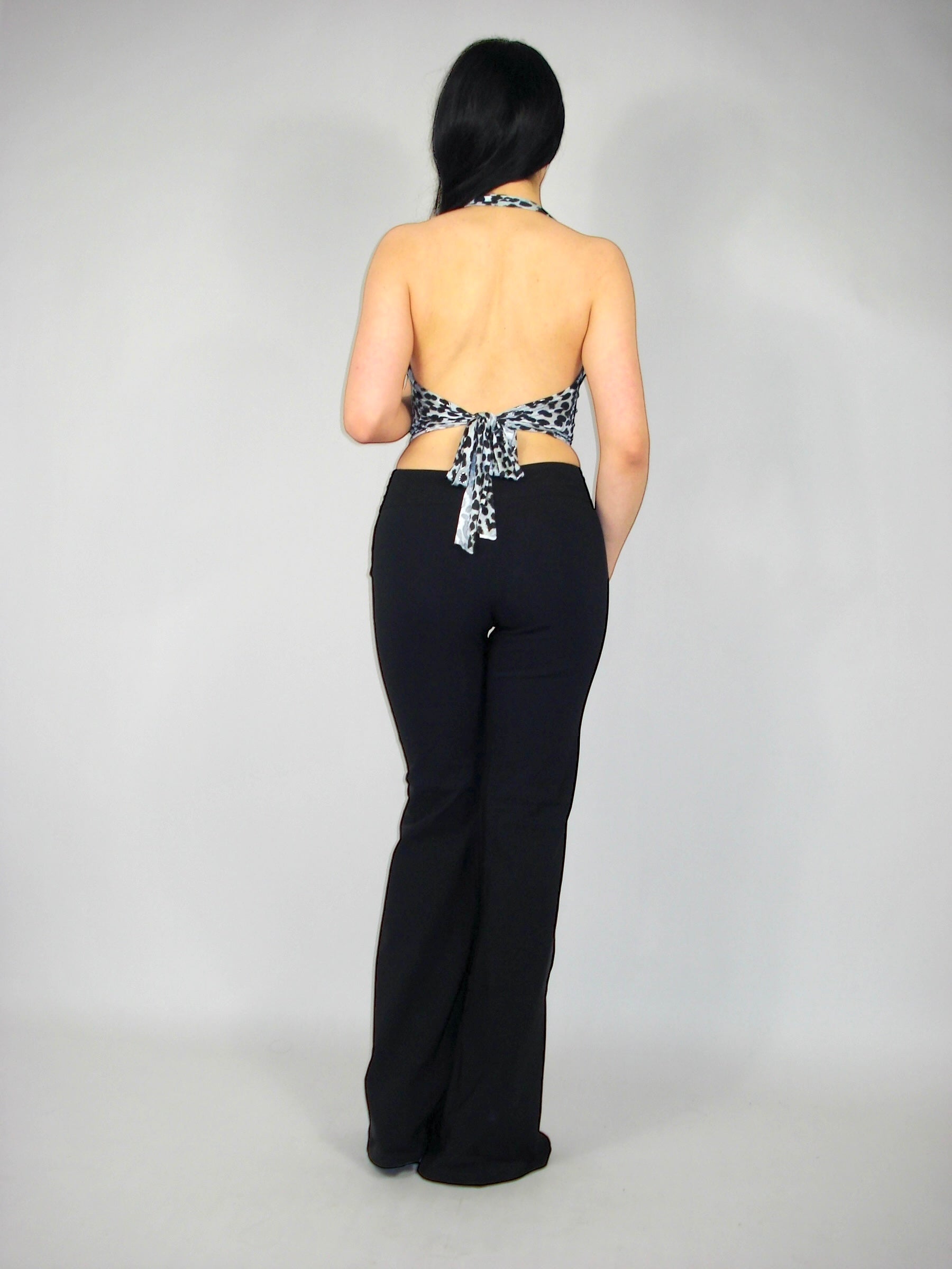 Pantalon flare noir à ceinture
