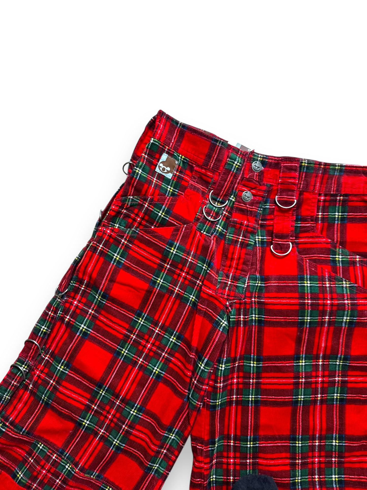 Pantalon baggy tartan rouge deadstock