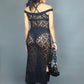 Robe longue en dentelle noire