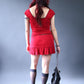 Ensemble top babydoll + mini jupe rouge