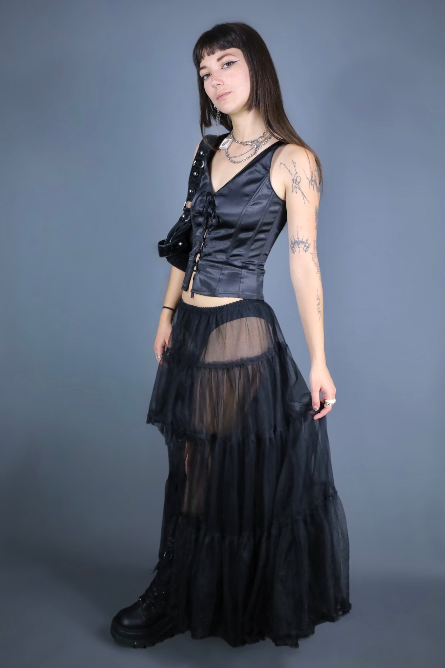 Bustier noir satiné