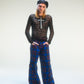 Pantalon baggy tartan bleu deadstock