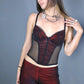 Bustier en mesh rouge et noir