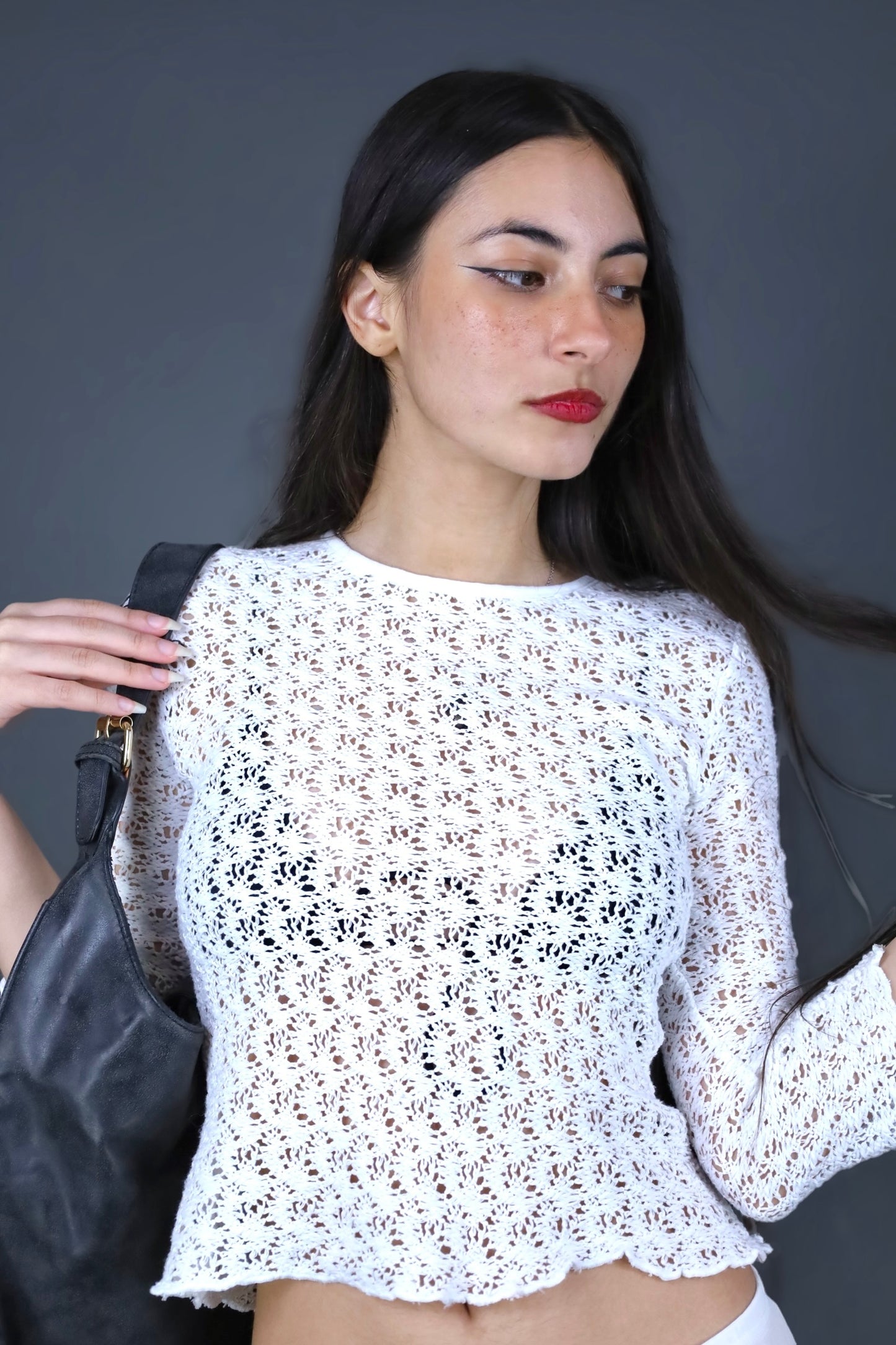 Top en crochet blanc