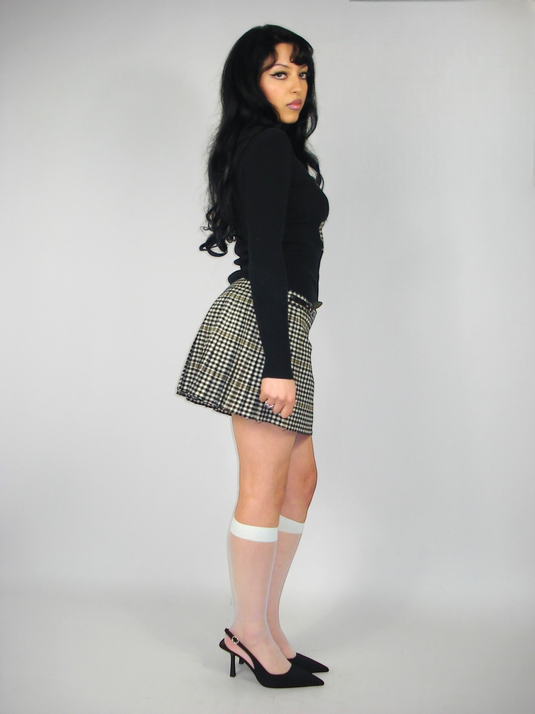 Ensemble pull + mini jupe à carreaux