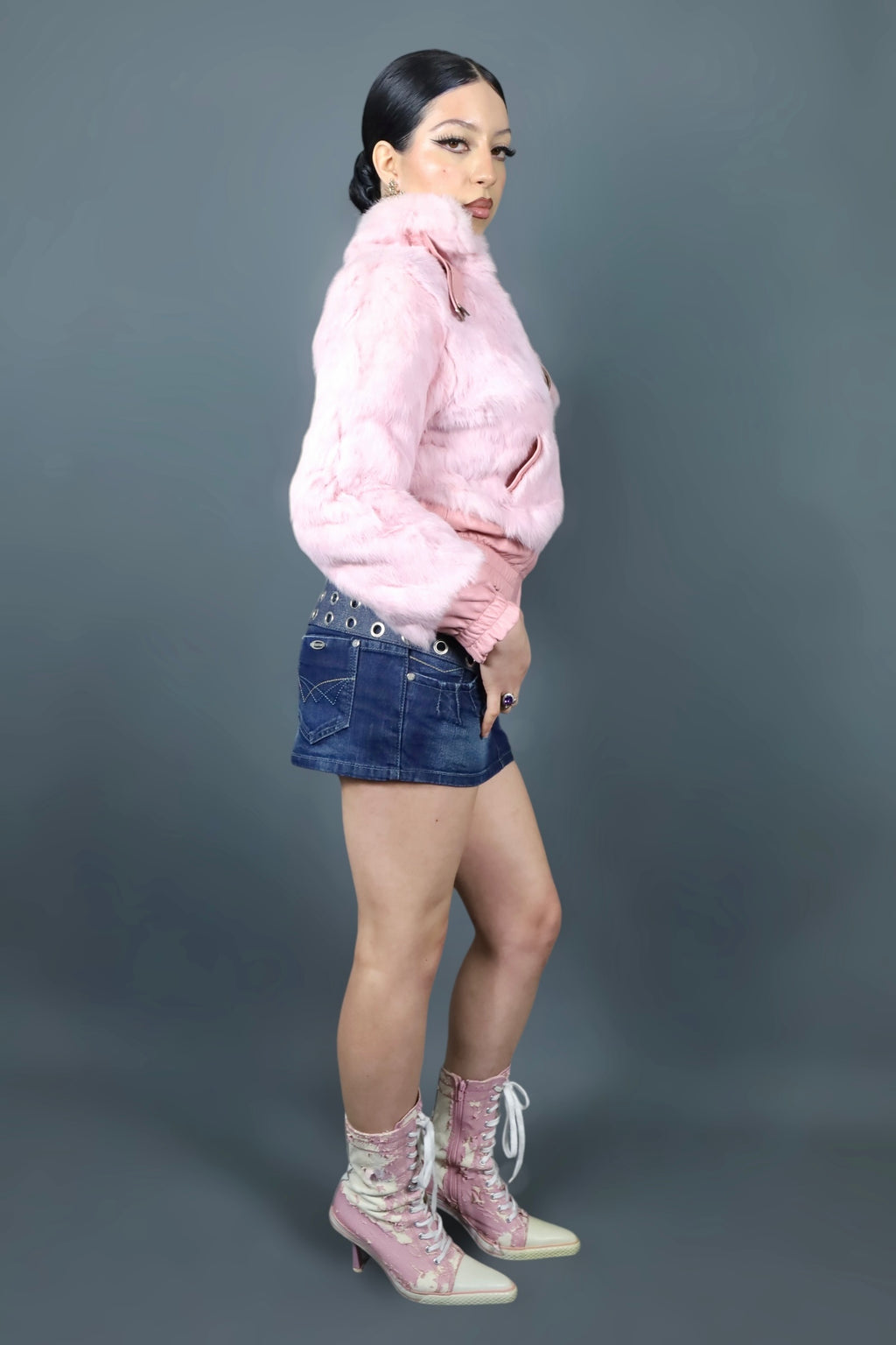 Ceinture en jean à oeillets