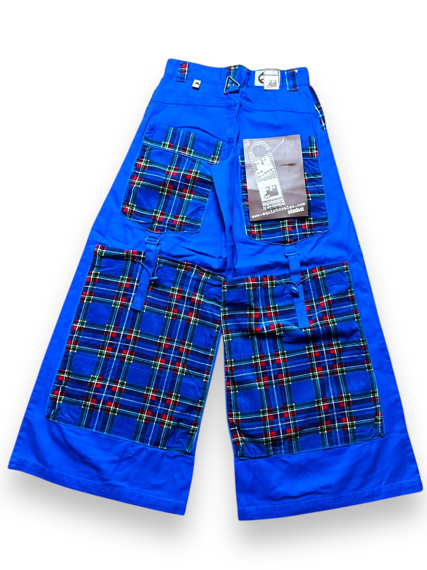 Pantalon baggy bleu et tartan deadstock