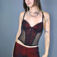 Bustier en mesh rouge et noir